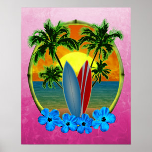 Zonneplaat en surfplanken poster