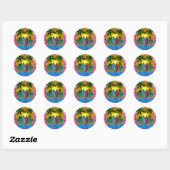Zonneplaat en surfplanken ronde sticker (Vel)