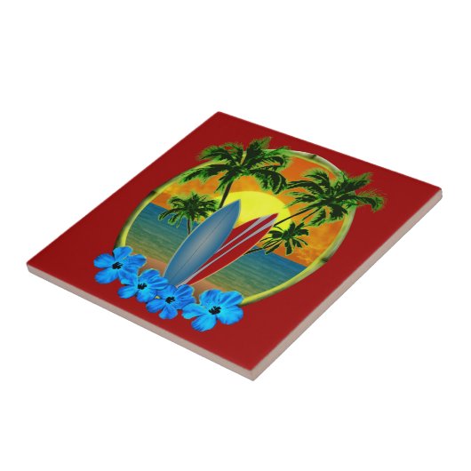 Zonneplaat en surfplanken tegeltje (Zijkant)