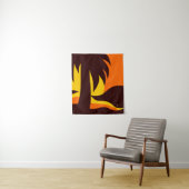 Zonneplaat met hoge palmboom op strand Shore Wandkleed (In situ)