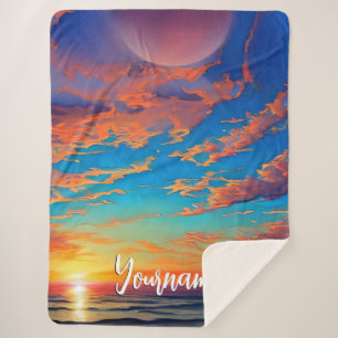 Zonneplaat over mooi blauw oceaanwater sherpa deken