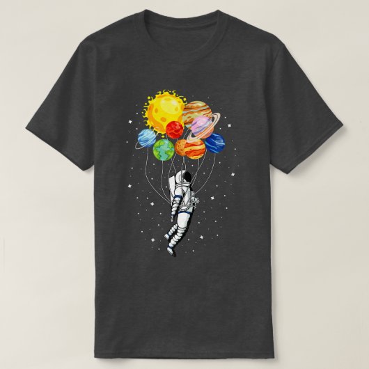 Zonneplanetsysteem Funny Space Astronaut Ballon T-shirt (Design voorkant)