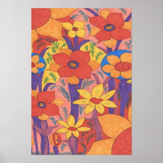 Zonneplanten en wilde bloemen Art Poster Print (Voorkant)