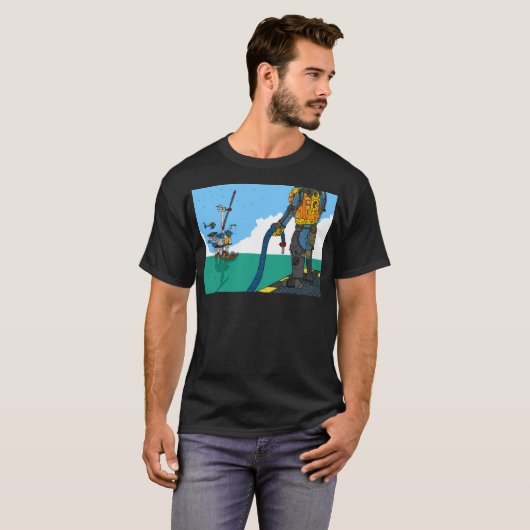Zonneplatform. Futuristisch olieplatform. windmole T-shirt (Voorkant volledig)