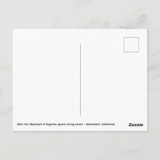 Zonneplein in Pakistan - Samarkand, Oezbekistan Briefkaart (Achterkant)
