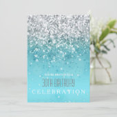 Zonnepolen van de moderne Aqua Glitter Partij Kaart (Staand voorkant)