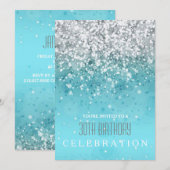 Zonnepolen van de moderne Aqua Glitter Partij Kaart (Voorkant / Achterkant)