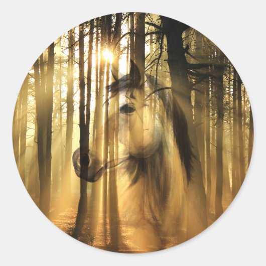Zonneppaard Ronde Sticker (Voorkant)