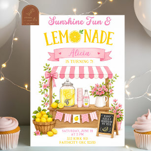 Zonnepret Lemonade Roze Meisje Verjaardag Kaart