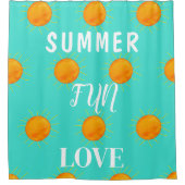 Zonnepret Zomer Liefde Turquoise Douchegordijn (Voorkant)