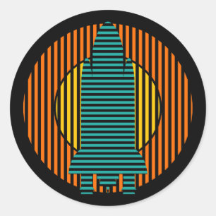 zonneraketten ronde sticker