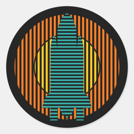 zonneraketten ronde sticker (Voorkant)
