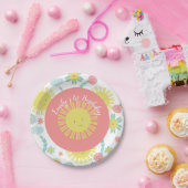 Zonneregenboog Floral Birthday Papieren Bordje (Feest)