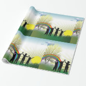 Zonneregenboogkinderen Cadeaupapier (Uitgerold)