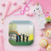 Zonneregenboogkinderen Papieren Bordje (Feest)