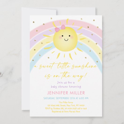 ZonneregenboogpasteelBaby shower Kaart (Voorkant)