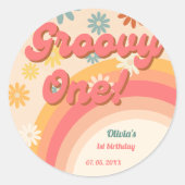 Zonneretro 70 jaar groovy 1 verjaardagsclassiek ronde sticker (Voorkant)