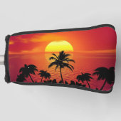 Zonnerode tropen palmstrand instellen golfheadcover (Voorkant)