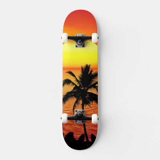 Zonnerode tropen palmstrand instellen persoonlijk skateboard (Voorkant)
