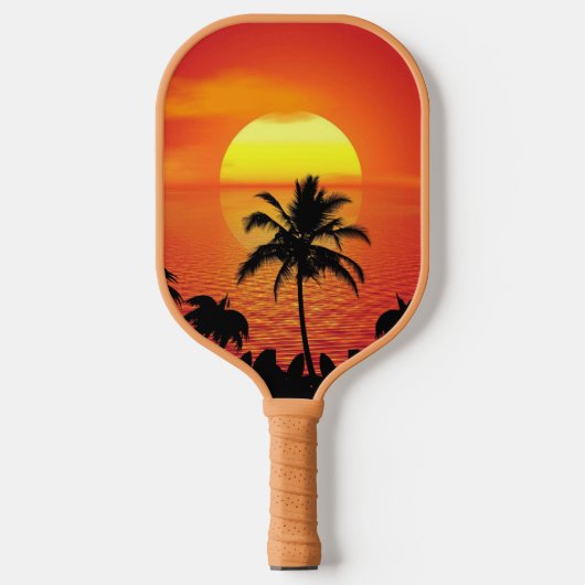 Zonnerode tropen palmstrand instellen pickleball paddle (Voorkant)