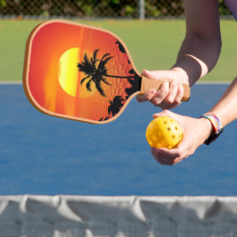 Zonnerode tropen palmstrand instellen pickleball paddle