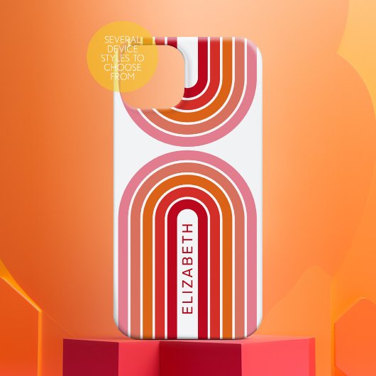 Zonnerood Oranje-roze 70-geïnspireerde lijnkunstbo Case-Mate iPhone Case