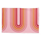 Zonnerood Oranje-roze 70-geïnspireerde lijnkunstbo Kussensloop (Achterkant)