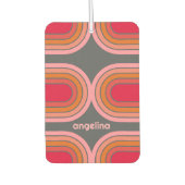 Zonnerood Oranje-roze 70-geïnspireerde lijnkunstbo Luchtverfrisser (Voorkant)