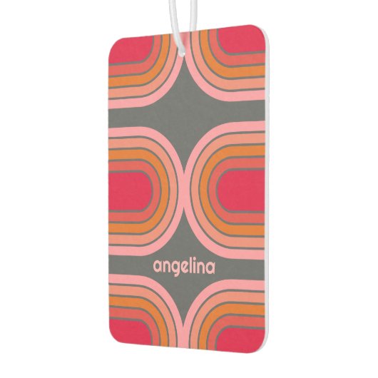 Zonnerood Oranje-roze 70-geïnspireerde lijnkunstbo Luchtverfrisser (Links)