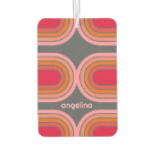 Zonnerood Oranje-roze 70-geïnspireerde lijnkunstbo Luchtverfrisser (Achterkant)