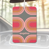 Zonnerood Oranje-roze 70-geïnspireerde lijnkunstbo Luchtverfrisser