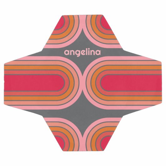 Zonnerood Oranje-roze 70-geïnspireerde lijnkunstbo Voetbal (Enkel)