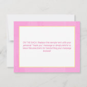 Zonneroze en gele Stippen meisje glimlachen Bedankkaart (Achterkant)