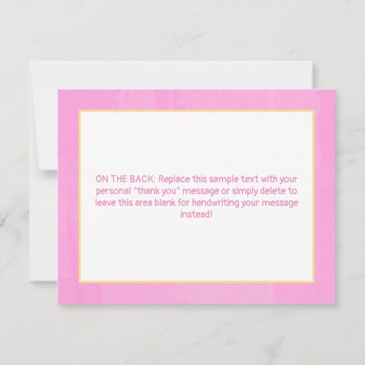 Zonneroze en gele Stippen meisje glimlachen Bedankkaart (Achterkant)