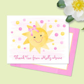 Zonneroze en gele Stippen meisje glimlachen Bedankkaart