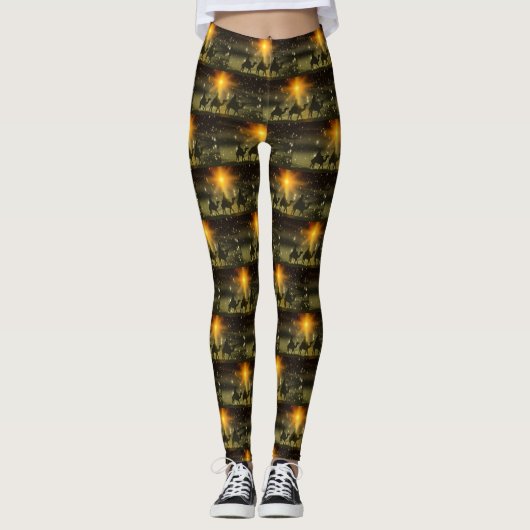 Zonneschaduw 3 Wise Mannen Kerstmis leggings (Voorkant)