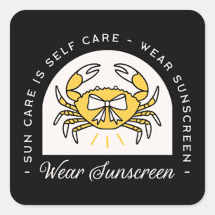 Zonneschermcrème dragen tegen huidkankerpreventie vierkante sticker