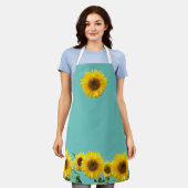Zonneschermen op Teal Turquoise Schort (Gedragen)