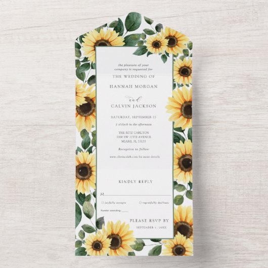 Zonneschijf Herfst Bruiloft Alles In Eén Uitnodigi All In One Uitnodiging (Binnen)