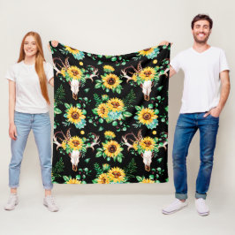 Zonneschijf Land in het zwart Fleece Deken