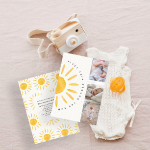 zonneschijn 1 verjaardag waterverf zon multi foto kaart