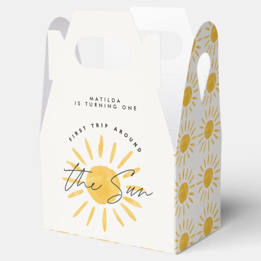 zonneschijn 1 verjaardag waterverf zongeel modern bedankdoosjes (Geopend)