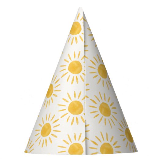zonneschijn 1 verjaardag waterverf zongeel modern feesthoedjes (Achterkant)