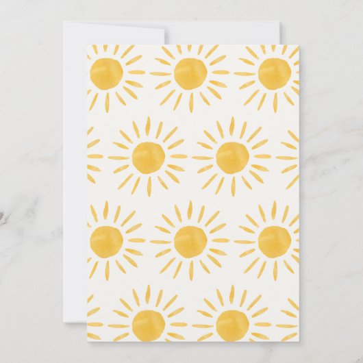 zonneschijn 1 verjaardag waterverf zongeel modern kaart (Achterkant)