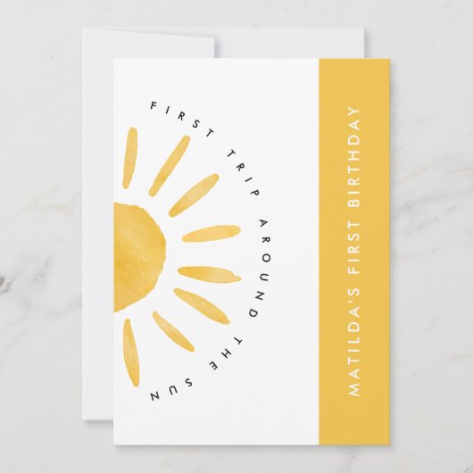 zonneschijn 1 verjaardag waterverf zongeel modern kaart (Voorkant)