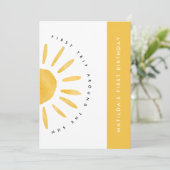 zonneschijn 1 verjaardag waterverf zongeel modern kaart (Staand voorkant)