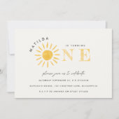 zonneschijn 1 verjaardag waterverf zongeel modern kaart (Voorkant)