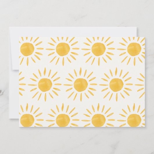 zonneschijn 1 verjaardag waterverf zongeel modern kaart (Achterkant)