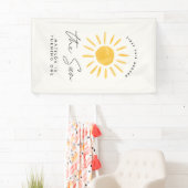 zonneschijn 1 verjaardag waterverf zongeel modern spandoek (Insitu)