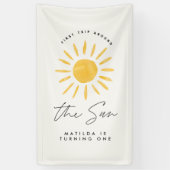 zonneschijn 1 verjaardag waterverf zongeel modern spandoek (Verticaal)